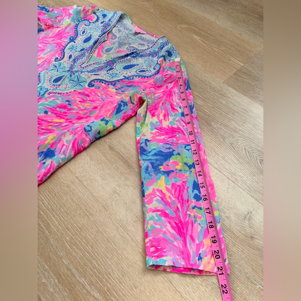 RARE Lilly Pulitzer 100% Silk Renato Tunic Palm Beach Coral Sample S - Picture 8 of 8